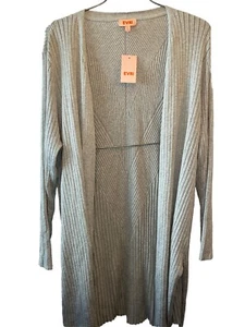 EVRI 3X NWT Light Grey Heather Plus Open Duster Sweater Cardigan ribbed $48 - Picture 1 of 9