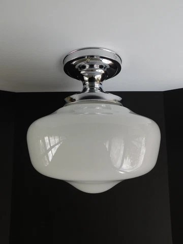Large Vintage Schoolhouse Ceiling Light Fixture with Semi Flush Mount Cover