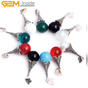 Tibetan Marcasite Silver Plated Assorted Color Stone Jewelry Necklace Pendant - Picture 1 of 41