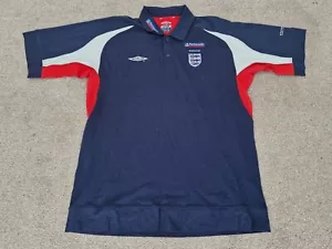 VINTAGE ENGLAND NATIONAL TEAM 2000'S UMBRO FOOTBALL POLO TRAINING SHIRT MENS XL - Picture 1 of 8