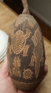 Vintage •Aboriginal Traditional Art Carved Boab Tree Nut• Lizard, Turtle, Snake