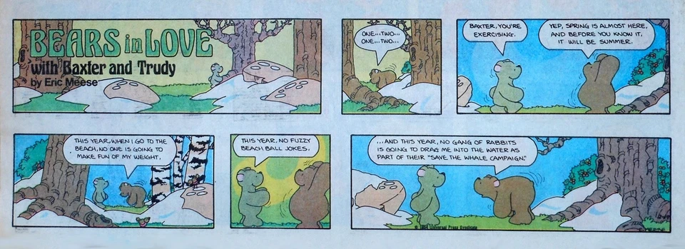 Bears in Love with Baxter & Trudy - lot of 10 color Sunday comic pages from 1984 - image 1 of 1