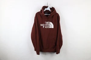 Vintage The North Face Mens Medium Distressed Spell Out Big Logo Hoodie Brown - Picture 1 of 14