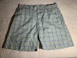 Grand Slam Mens Golf Shorts Gray & Yellow Plaid Slash Pockets Chino 38 - Picture 1 of 10