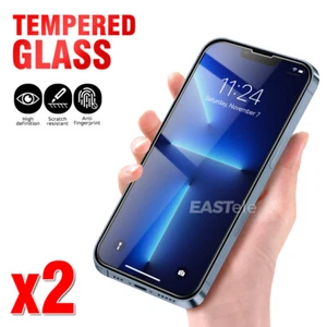 2X Tempered Glass Screen Protector For iPhone 11 12 13 14 15 16 Pro Max XR PLUS - Picture 1 of 46