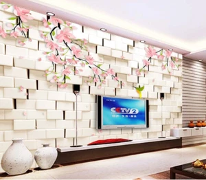3D Petal White Brick 8 Wall Paper Murals Wall Print Wall Wallpaper Mural AU Kyra - Picture 1 of 6