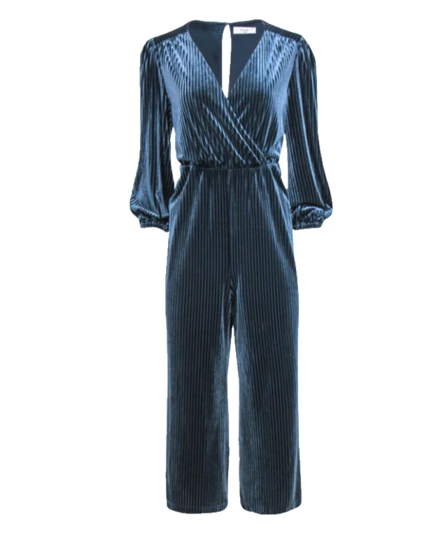 Anthropologie Velvet Jumpsuit Womens M Ali & Jay Ribbed Wide Leg Belted RP$170 - Image 1 of 4