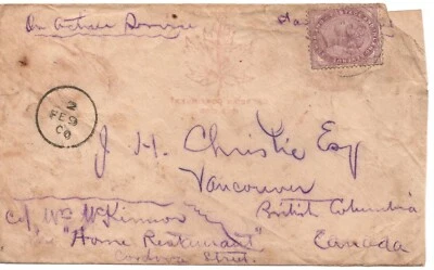 Canadian Contingent South Africa, dated Jan 1 1900 to Vancouver BC - Image 1 of 2