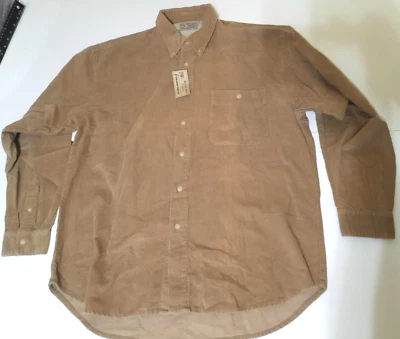 Bugle Boy Company L Large Long Sleeve Button Shirt Corduroy Light Brown New Vtg - Image 1 of 4