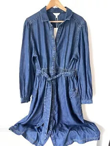 Per Una Marks and spencer M&S Denim Collared Midi Utility Shirt Dress Size 16 - Picture 1 of 10