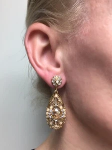 MARIA ELENA E543-G Gold Crystal Drop Formal Bridal Earrings Formal Jewelry NEW - Picture 1 of 4