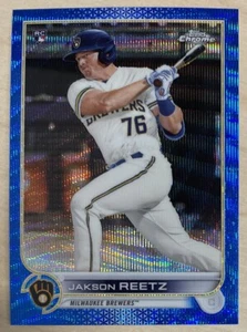 JAKSON REETZ RC - 2022 Topps Chrome BLUE WAVE REFRACTORS [21/75] #157 - BREWERS - Picture 1 of 2