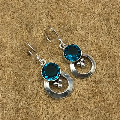 Brincos femininos de presente gota/pingente prata esterlina 925 pedra preciosa apatita natural - Imagem 1 de 4