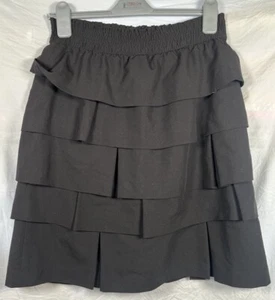 Larry Levine Black Loose Skirt Women’s Size M Tiered Layered Front - Picture 1 of 3