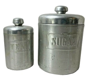VTG Heller Hostess Ware Spun Aluminum Kitchen Canister Set Sugar Tea Containers - Picture 1 of 10