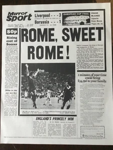 POSTER/NEWSPAPER PAGE ; MIRROR 26th MAY 1977 LIVERPOOL WIN EUROPEAN CUP 1st TIME - Picture 1 of 10