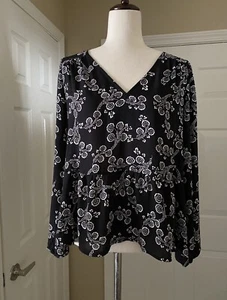 Chemisier Ann Taylor Loft taille S femme noir haut à fleurs - Photo 1/5