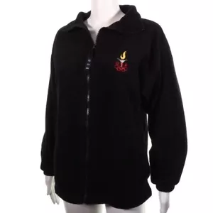 Damen Medium USA Olympia schwarz Reißverschluss Fleecejacke mit Taschenlampe & Ringe Stickerei - Bild 1 von 10
