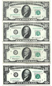 Chicago $10 Notes Series 1950D 1963 1969 1990 1993 1995 Your Choice LOT 113 - Picture 1 of 2