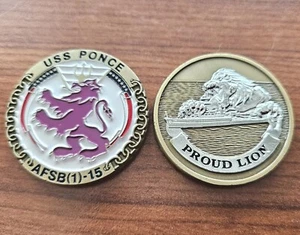 Medalla USS PONCE NAVY Challenge Coin PUERTO RICO medal token ficha LEONES - Picture 1 of 13
