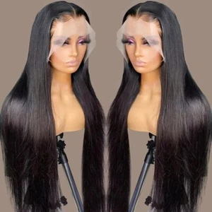 Pelucas delanteras de encaje transparente sin pegamento 13x6 360 pelucas de cabello humano liso de hueso - Imagen 1 de 20