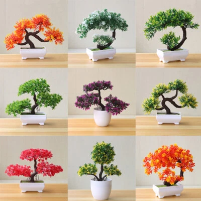 Bonsai Artificial Fake Flowers Tree Plants In Pots Potted Garden Home Decor - Image 1 of 4