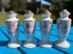 Set of 4 Vintage Mini Personal Azaleas Porcelain Salt & Pepper Shakers Japan - Picture 1 of 5