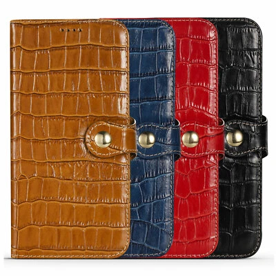 Luxury Crocodile Pattern Genuine Cow Leather Wallet Case Cover For Apple iPhone - Image 1 of 4
