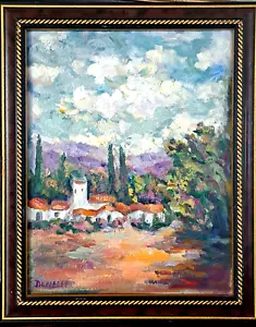 Oil Painting Landscape Old California Spanish Mission Adobe Framed by Donalee - Picture 1 of 3