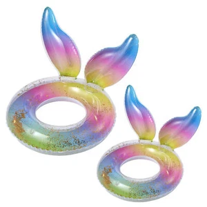 1* Gradient mermaids sequin swimming ring pool floating inflatable swimming ring - Picture 1 of 26