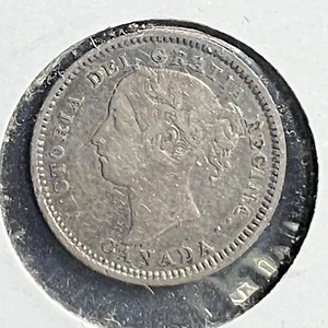 1886 CANADA STERLING SILVER 10 CENT ~ FINE ~ APPEARS TO BE A LG 6 - Picture 1 of 4