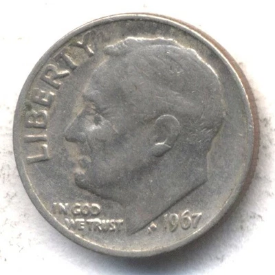1967 P ROOSEVELT DIME 10 CENT AMERICAN  Circulated Business STRIKE COIN #724 - Image 1 of 2
