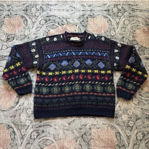 Vintage LL Bean Sweater Medium 100% Wool Hong Kong Unisex - Picture 1 of 7