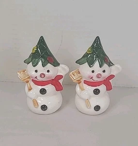 Vintage seltene Weihnachten Schneemänner Salz und Pfefferstreuer Keramik Made in Japan - Bild 1 von 8