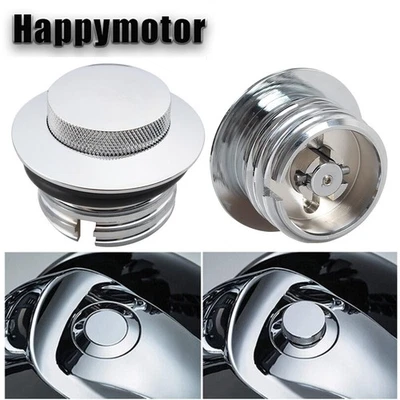 Tapa de gasolina del tanque de combustible emergente con ventilación cromada para Harley-Davidson 1982-2019 Foto 1 de 4