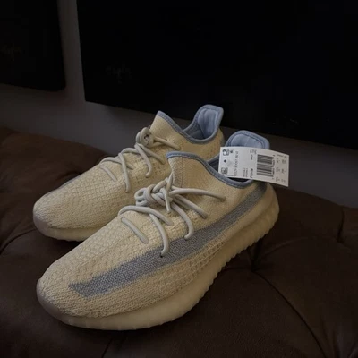 Talla 11 - Adidas Yeezy Boost 350 V2 Lino Amarillo Azul FY5158 100% Auténtico Foto 1 de 4
