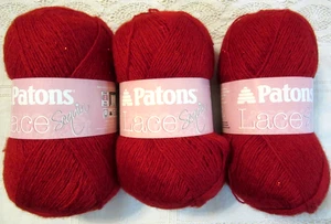 Patons Encaje Lentejuelas Hilo RUBÍ Rojo Acrílico Poli Mohair Mezcla Lana Lote de 3 DISC - Imagen 1 de 11