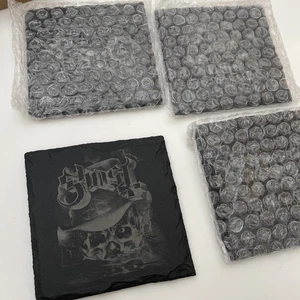 Ghost skeleTour 2025 , dark grey/black Stone, Drink Coasters.  4 Of Them . New.  - Picture 1 of 6