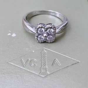 Vintage Van Cleef & Arpels ARNO Diamond 18k White Gold Alhambra VCA Clover Ring - Picture 1 of 11