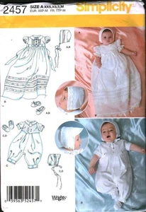 2457 Vintage Simplicity Sewing Pattern Infant Layette Christening Dress Bonnet - Picture 1 of 2