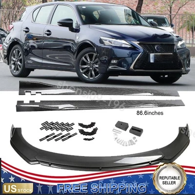 Side Skirts 86.6" Carbon Style Front Bumper Lip Splitter For Lexus CT 200h Foto 1 de 4