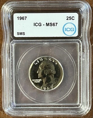 1967 Washington Quarter ICG MS67 SMS – Brilliant Gem Collector Coin - Image 1 of 4