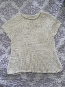 Top informal de punto Corner & Co para mujer talla L mangas cortas color crema - Imagen 1 de 8