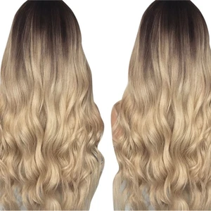 Mittellange braune ombre lockige Perücke Haarbedeckung für Frau Mode Styling - Bild 1 von 11