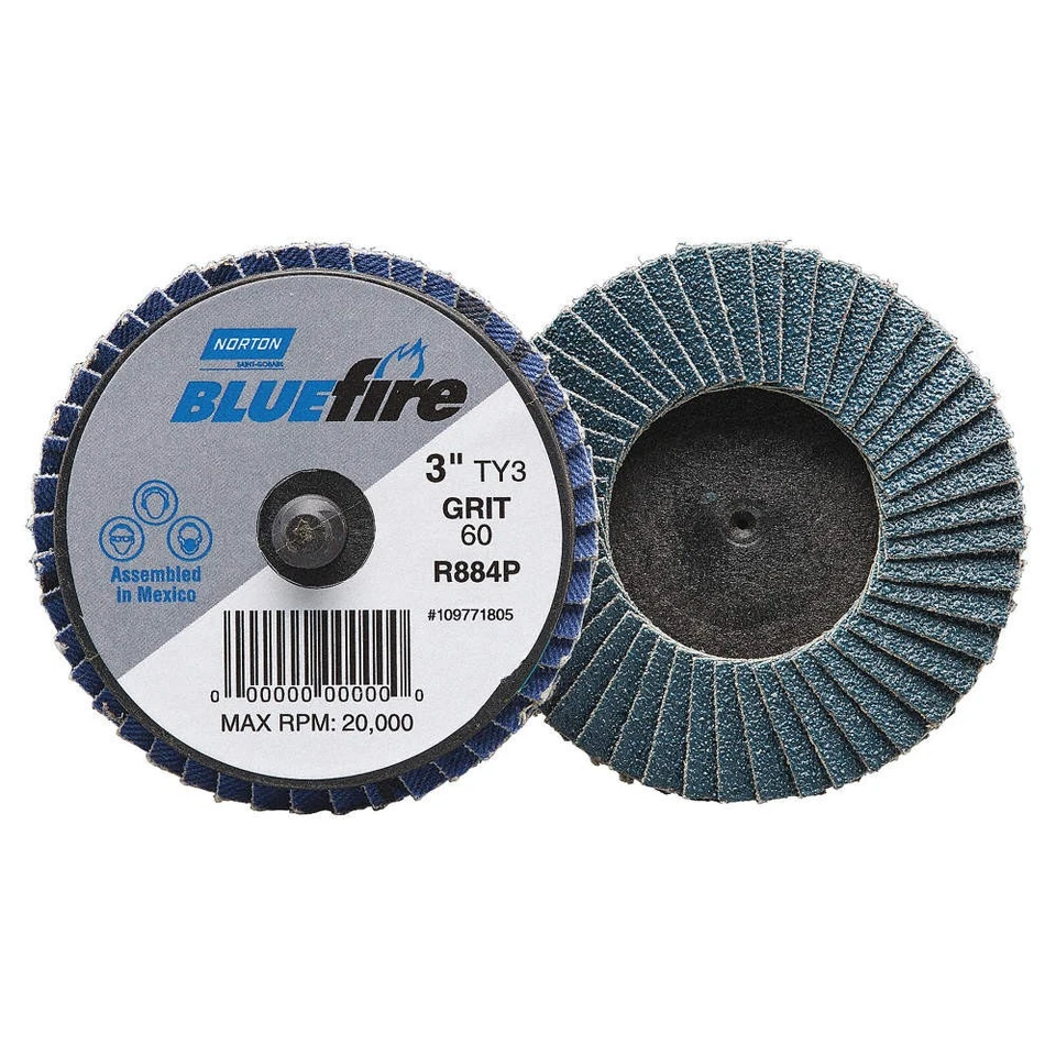 NORTON 77696090167 Flap Disc, 2 in Dia, P60 Grit, Type 27 40HU95 - Image 1 of 1
