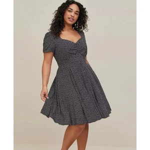 Vestido Patinador Tórrido Lunares Challis Punto Negro Retro Pin-Up Rockabilly Talla 2 - Imagen 1 de 12