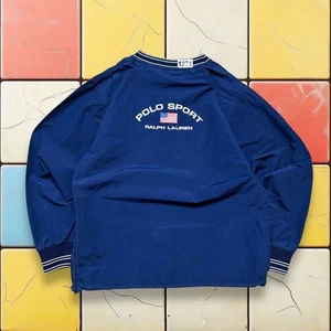 Vintage Polo Sport Ralph Lauren Pullover 90er Damen XS blau Windbreaker 1/4-Reißverschluss USA - Bild 1 von 14