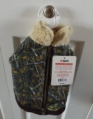 全新带标签 TSC 迷彩抓绒领小型狗外套钩环闭合拉链边 — 第 1/4 张图片