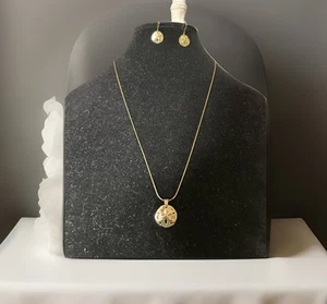 Collana e orecchini argento sterling Vermeil sabbia dollaro set marcati FAS 925 18” - Foto 1 di 4