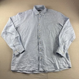 Scott Barber Linen Shirt Mens XL Blue Long Sleeve Button Up Heather Preppy Top - Picture 1 of 5